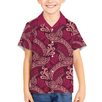 Sweet Pink Monstera Family Matching Summer Maxi Dress and Hawaiian Shirt Polynesian Tribal Pattern LT01 Son's Shirt Pink - Polynesian Pride