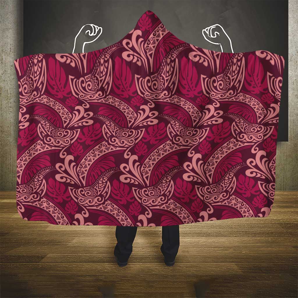 Sweet Pink Monstera Hooded Blanket Polynesian Tribal Pattern LT01 - Polynesian Pride