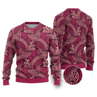 Sweet Pink Monstera Ugly Christmas Sweater Polynesian Tribal Pattern LT01 Pink - Polynesian Pride