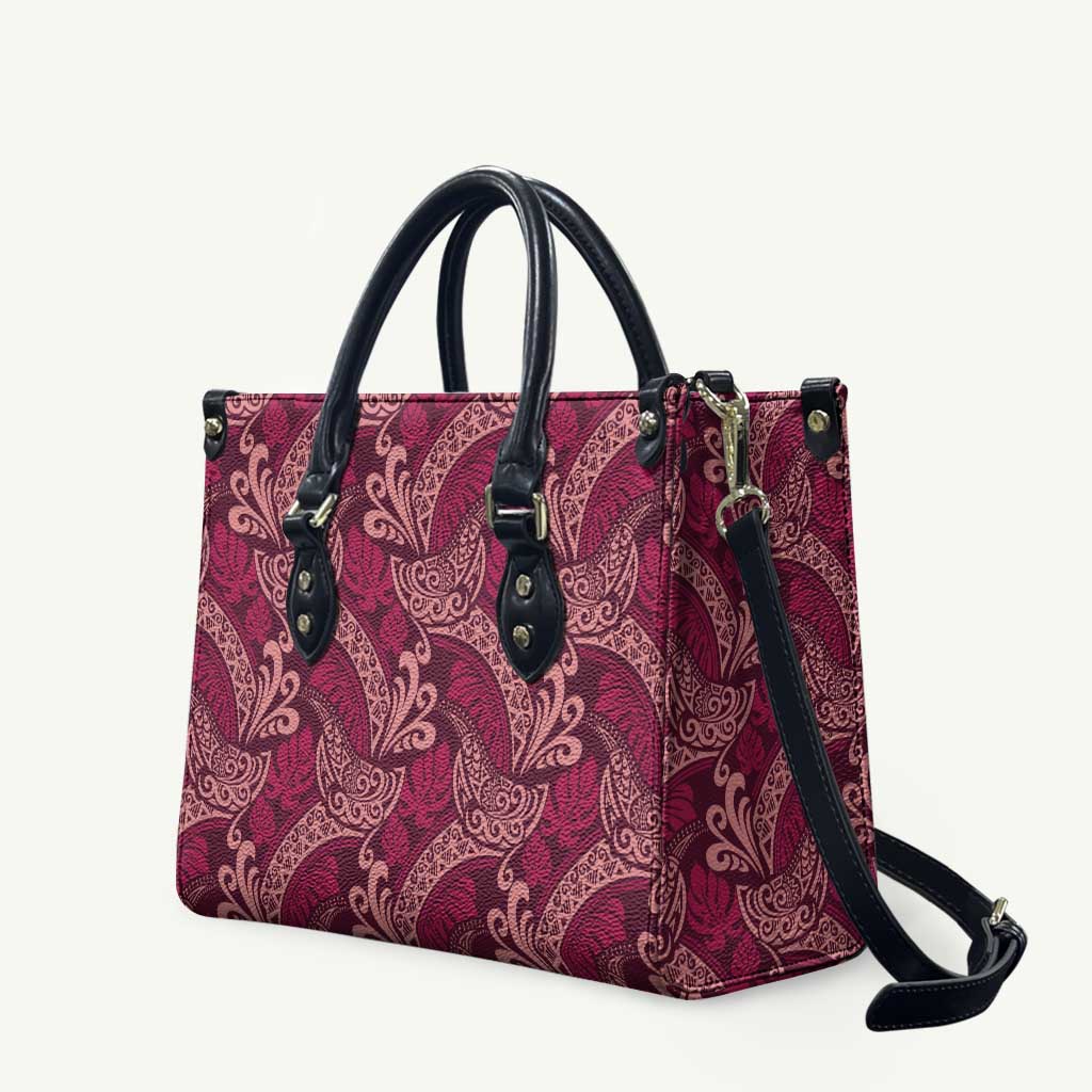 Sweet Pink Monstera Leather Bag Polynesian Tribal Pattern LT01 Pink - Polynesian Pride