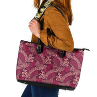Sweet Pink Monstera Leather Tote Bag Polynesian Tribal Pattern LT01 Pink - Polynesian Pride