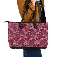 Sweet Pink Monstera Leather Tote Bag Polynesian Tribal Pattern LT01 - Polynesian Pride