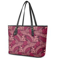 Sweet Pink Monstera Leather Tote Bag Polynesian Tribal Pattern LT01 - Polynesian Pride