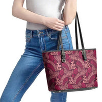 Sweet Pink Monstera Leather Tote Bag Polynesian Tribal Pattern LT01 - Polynesian Pride