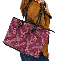 Sweet Pink Monstera Leather Tote Bag Polynesian Tribal Pattern LT01 - Polynesian Pride