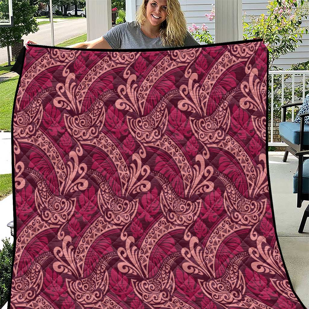 Sweet Pink Monstera Quilt Polynesian Tribal Pattern LT01 Pink - Polynesian Pride