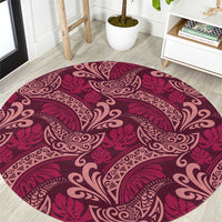Sweet Pink Monstera Round Carpet Polynesian Tribal Pattern LT01 Pink - Polynesian Pride
