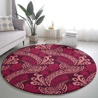 Sweet Pink Monstera Round Carpet Polynesian Tribal Pattern LT01 - Polynesian Pride