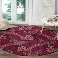 Sweet Pink Monstera Round Carpet Polynesian Tribal Pattern LT01 - Polynesian Pride