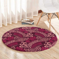 Sweet Pink Monstera Round Carpet Polynesian Tribal Pattern LT01 - Polynesian Pride