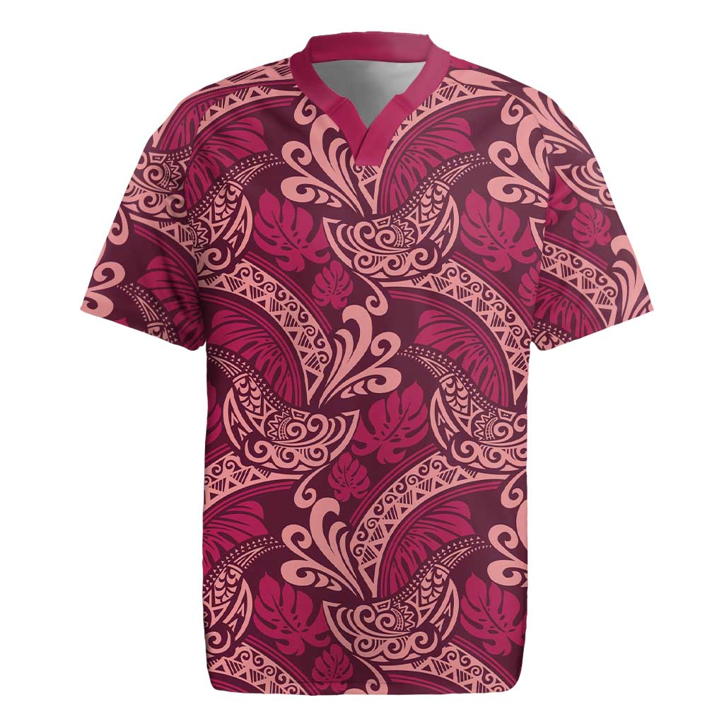 Sweet Pink Monstera Rugby Jersey Polynesian Tribal Pattern LT01 Pink - Polynesian Pride