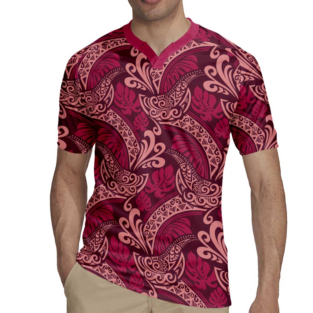 Sweet Pink Monstera Rugby Jersey Polynesian Tribal Pattern LT01 - Polynesian Pride