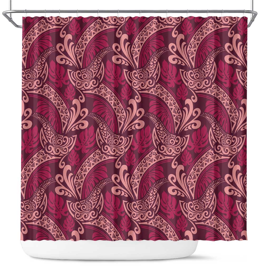 Sweet Pink Monstera Shower Curtain Polynesian Tribal Pattern LT01 Pink - Polynesian Pride