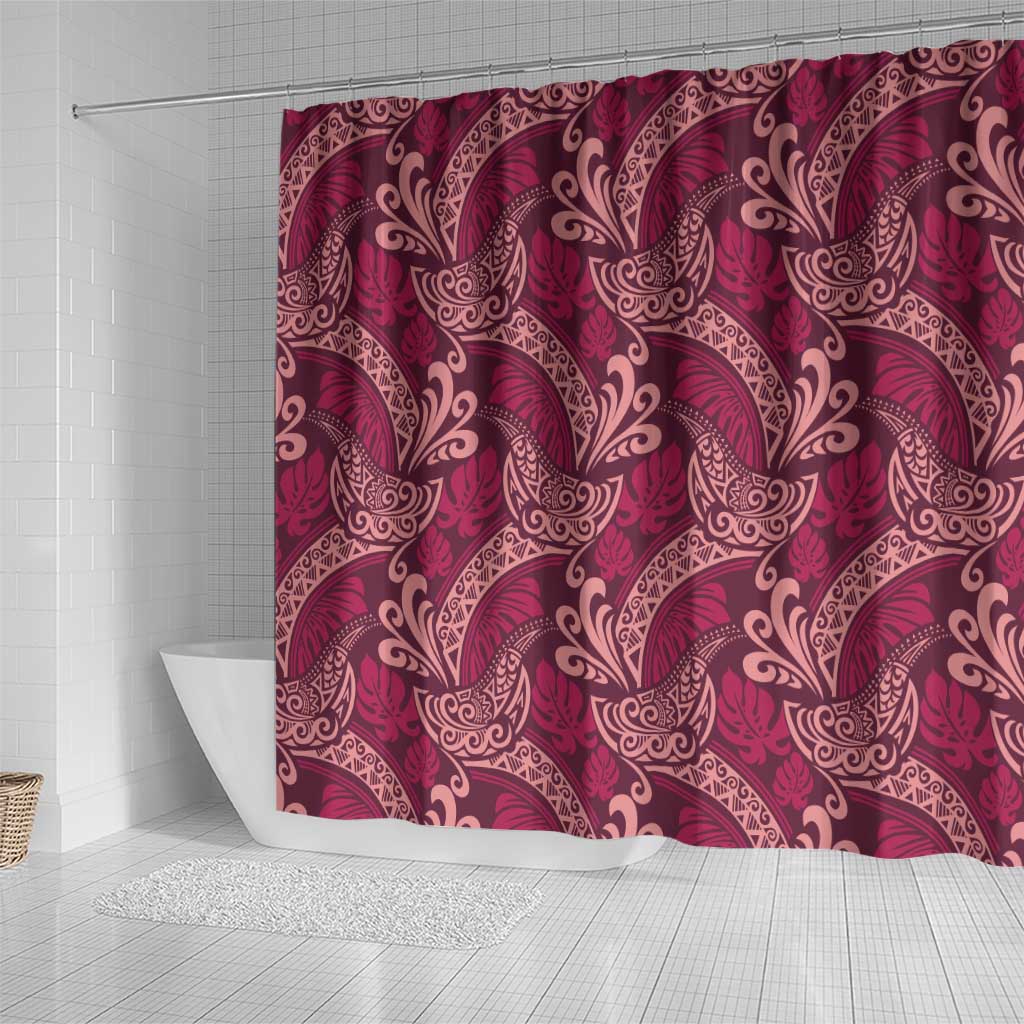 Sweet Pink Monstera Shower Curtain Polynesian Tribal Pattern - Polynesian Pride