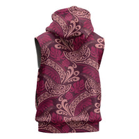 Sweet Pink Monstera Sleeveless Hoodie Polynesian Tribal Pattern LT01 - Polynesian Pride