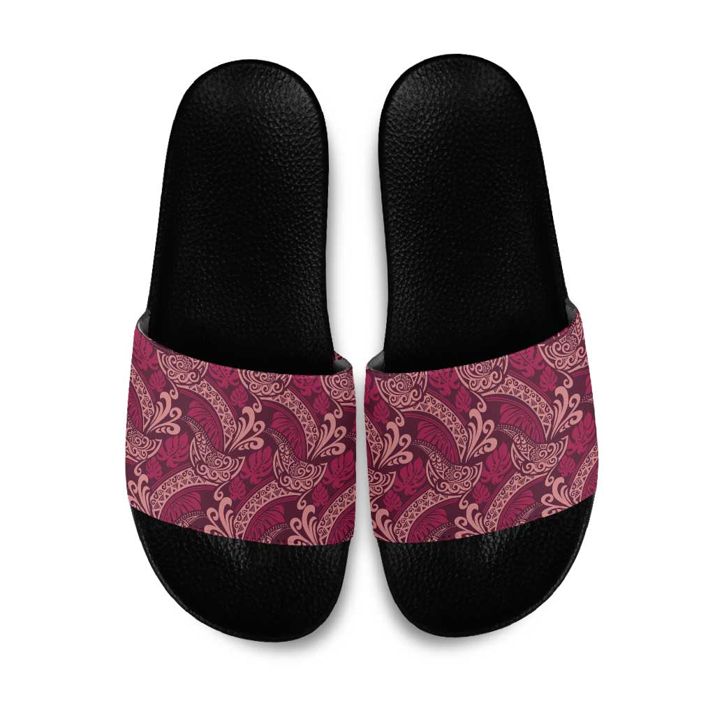 Sweet Pink Monstera Slide Sandals Polynesian Tribal Pattern LT01 Pink - Polynesian Pride