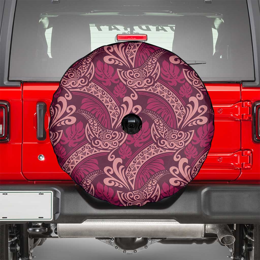 Sweet Pink Monstera Spare Tire Cover Polynesian Tribal Pattern LT01 - Polynesian Pride