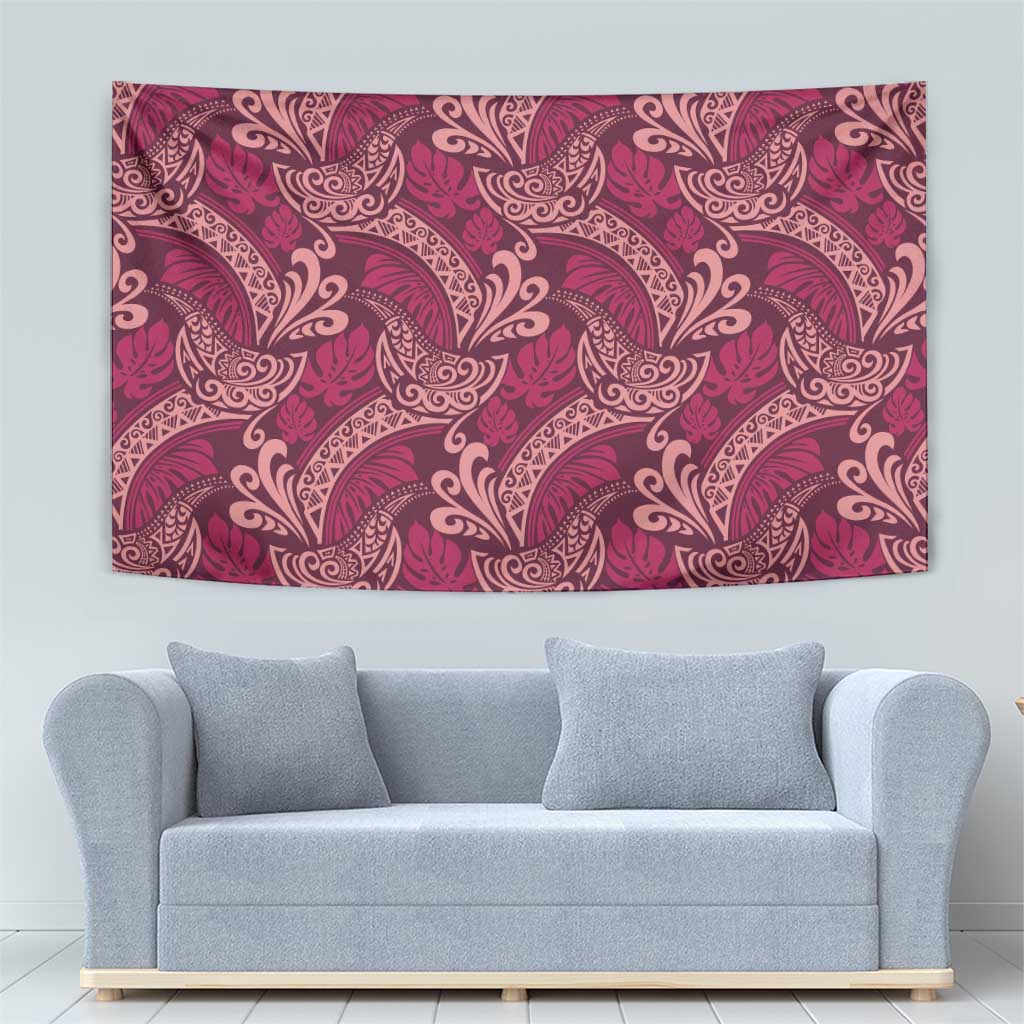 Sweet Pink Monstera Tapestry Polynesian Tribal Pattern LT01 - Polynesian Pride