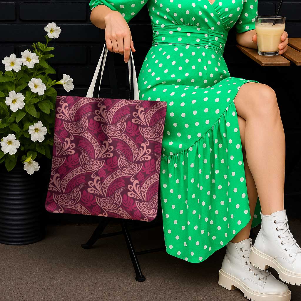 Sweet Pink Monstera Tote Bag Polynesian Tribal Pattern LT01 - Polynesian Pride