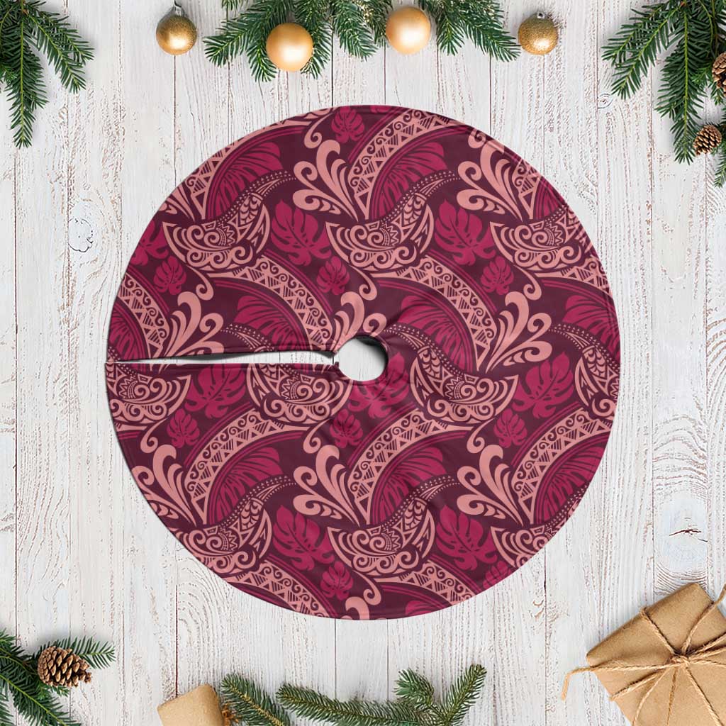 Sweet Pink Monstera Tree Skirt Polynesian Tribal Pattern LT01 Casual Pink - Polynesian Pride