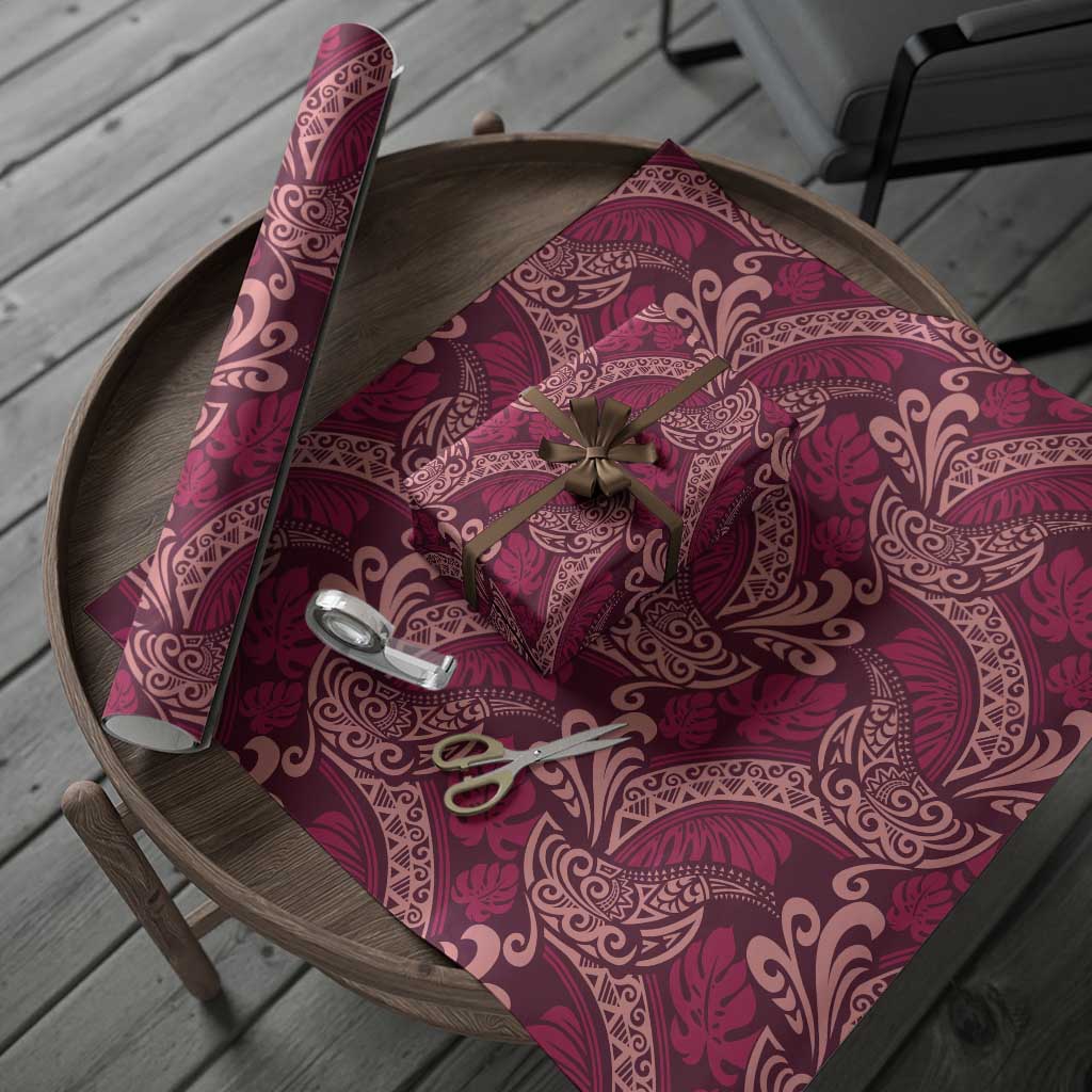 Sweet Pink Monstera Wrapping Paper Polynesian Tribal Pattern - Polynesian Pride