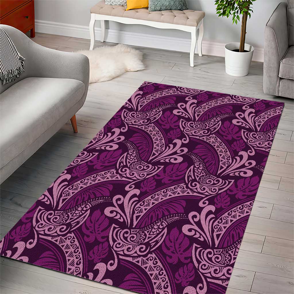 Royal Purple Monstera Area Rug Polynesian Tribal Pattern LT01 - Polynesian Pride