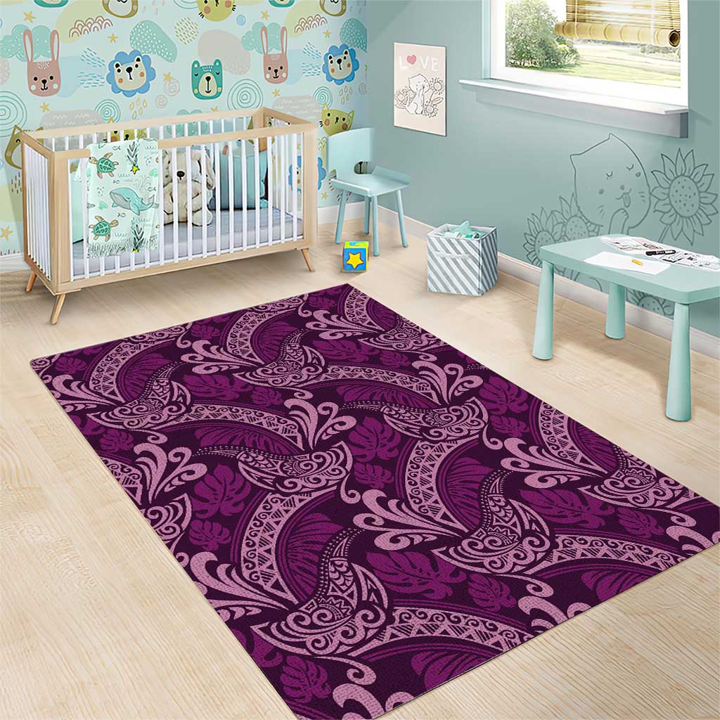 Royal Purple Monstera Area Rug Polynesian Tribal Pattern LT01 - Polynesian Pride