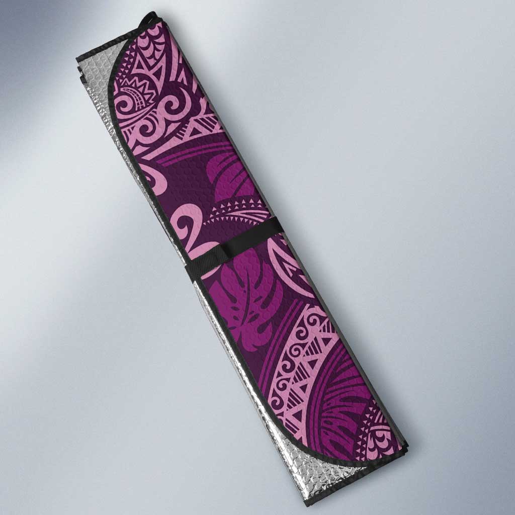 Royal Purple Monstera Auto Sun Shade Polynesian Tribal Pattern - Polynesian Pride