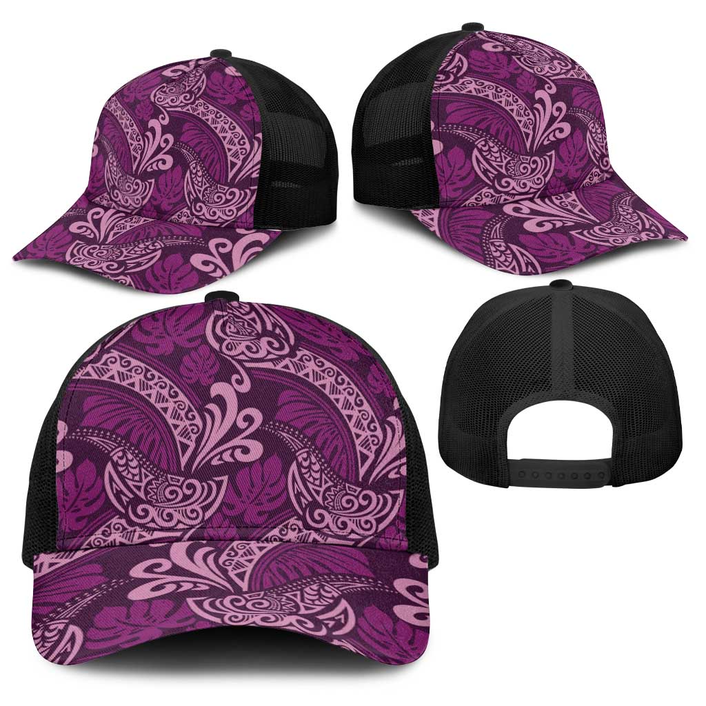 Royal Purple Monstera Baseball Net Cap Polynesian Tribal Pattern LT01 - Polynesian Pride