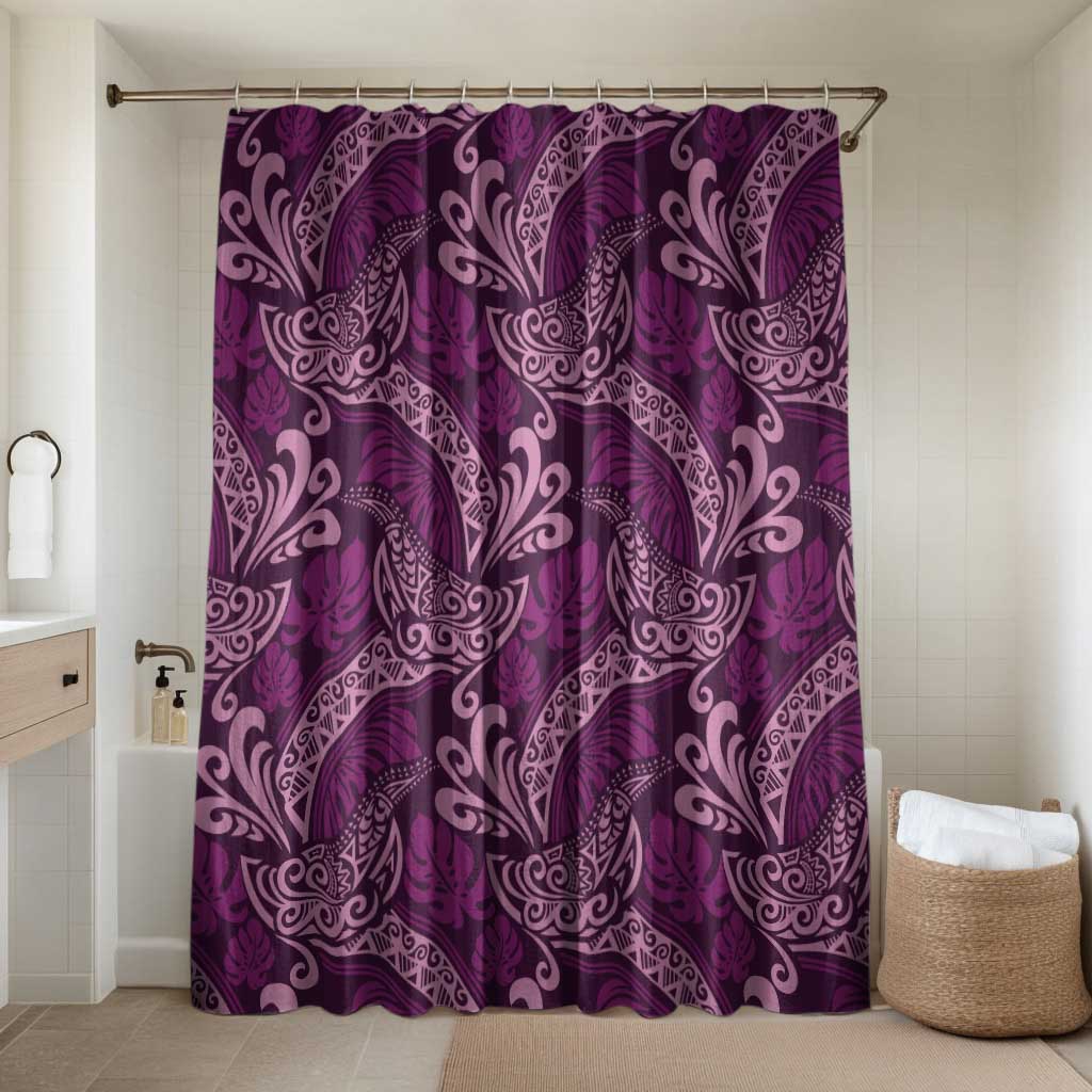 Royal Purple Monstera Bathroom Set Polynesian Tribal Pattern LT01 Shower Curtain Only Purple - Polynesian Pride