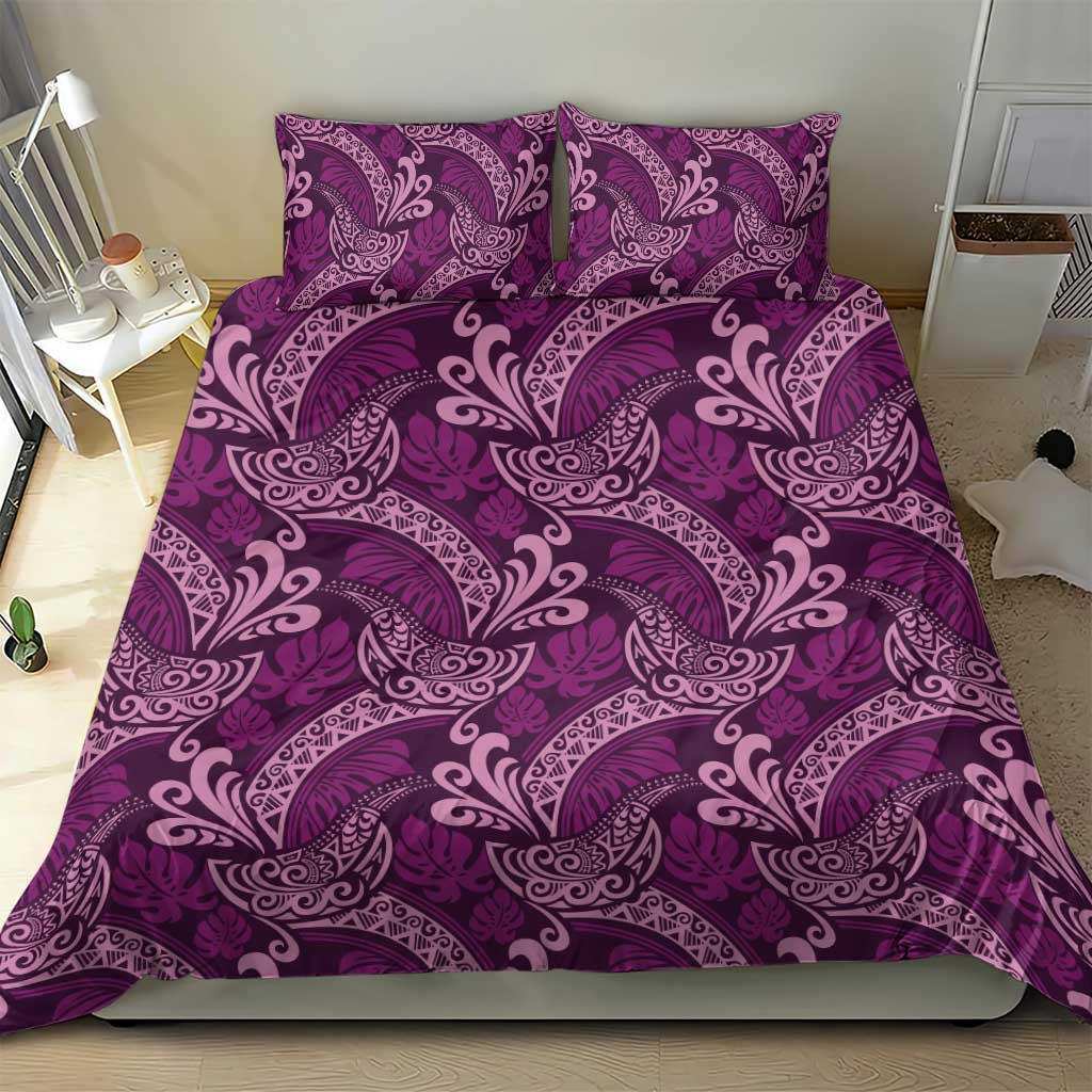 Royal Purple Monstera Bedding Set Polynesian Tribal Pattern LT01 - Polynesian Pride