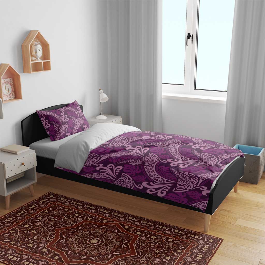 Royal Purple Monstera Bedding Set Polynesian Tribal Pattern LT01 - Polynesian Pride