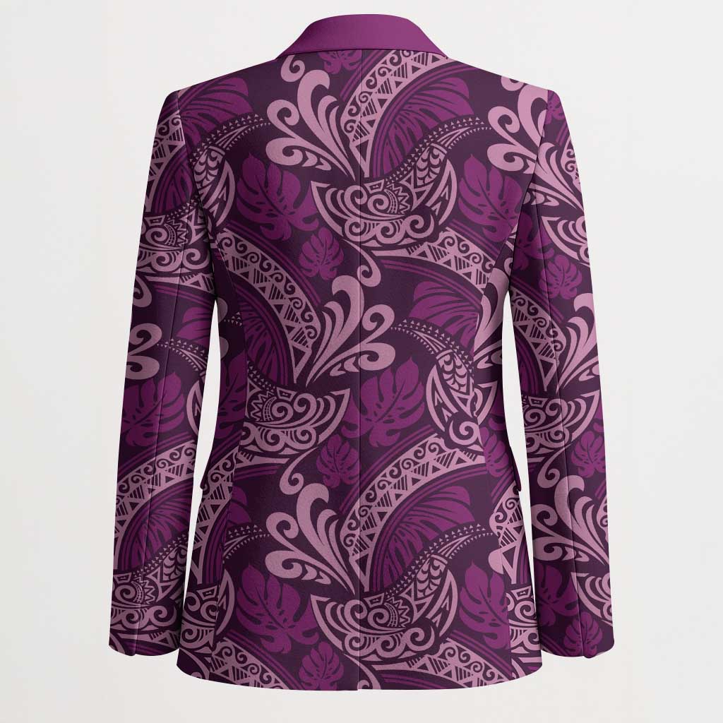 Royal Purple Monstera Blazer Polynesian Tribal Pattern LT01 - Polynesian Pride