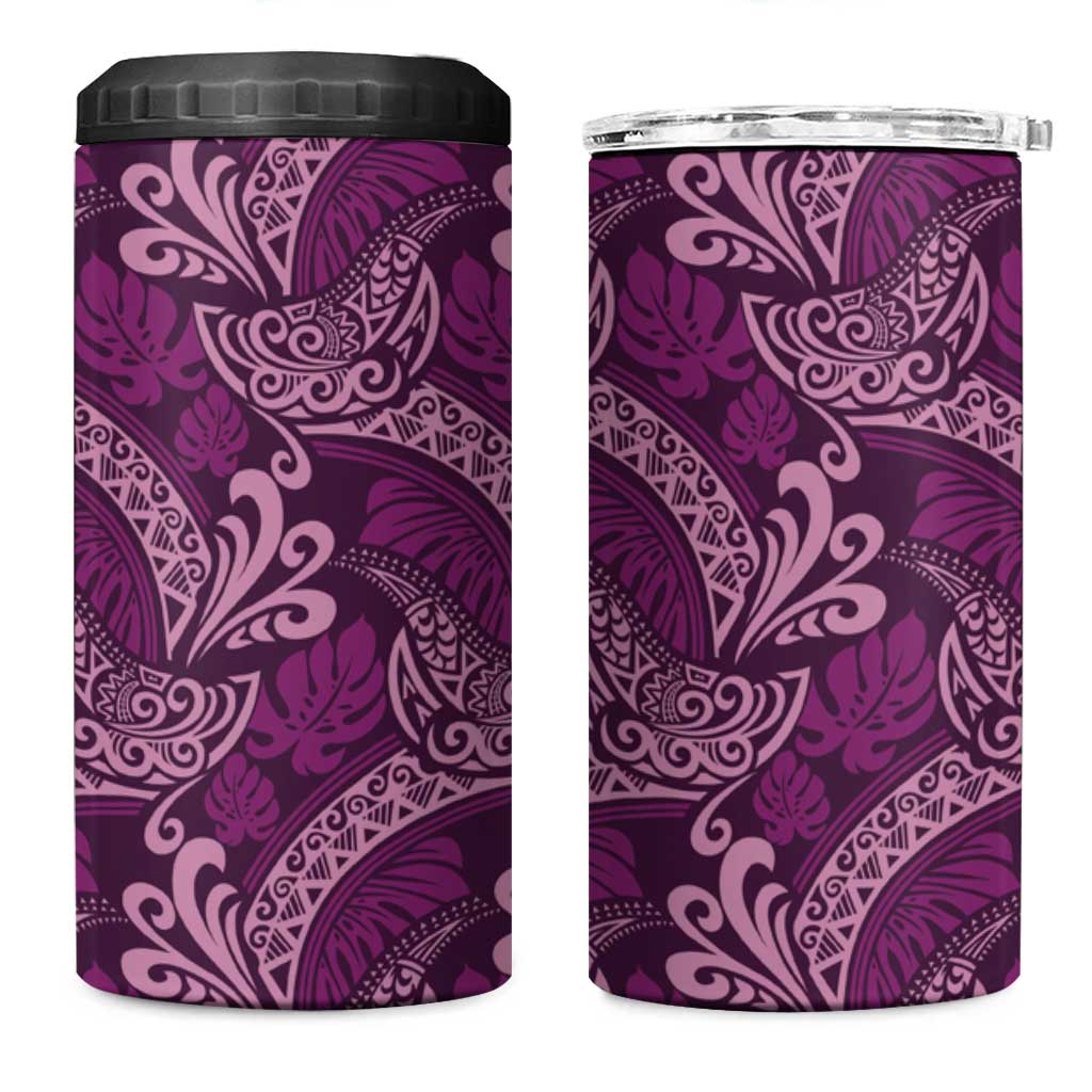 Royal Purple Monstera 4 in 1 Can Cooler Tumbler Polynesian Tribal Pattern LT01 One Size: 16 oz Purple - Polynesian Pride