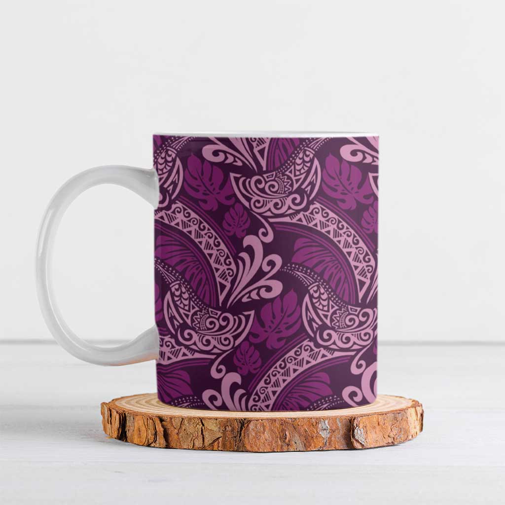 Royal Purple Monstera Ceramic Mug Polynesian Tribal Pattern LT01 Purple - Polynesian Pride
