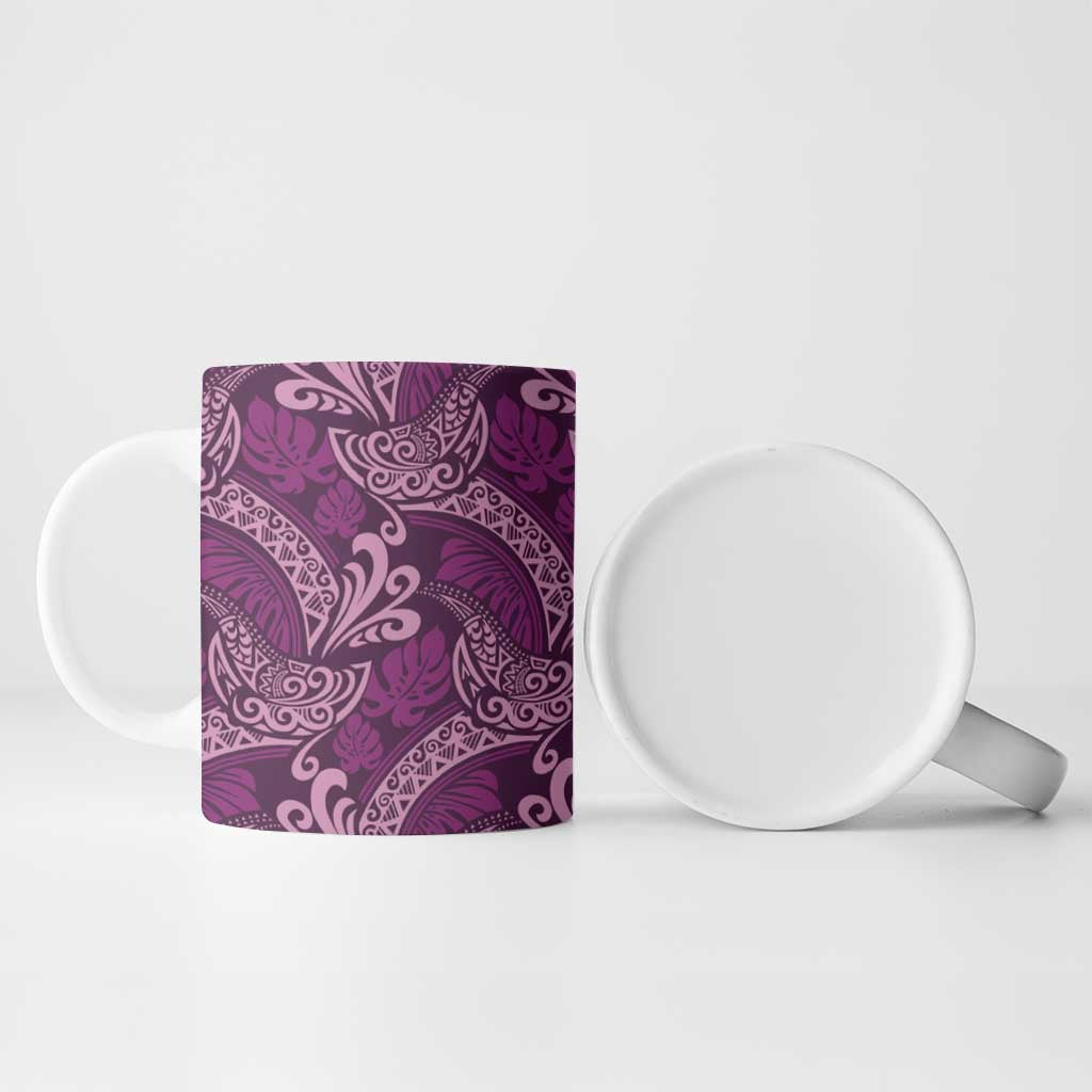 Royal Purple Monstera Ceramic Mug Polynesian Tribal Pattern LT01 - Polynesian Pride