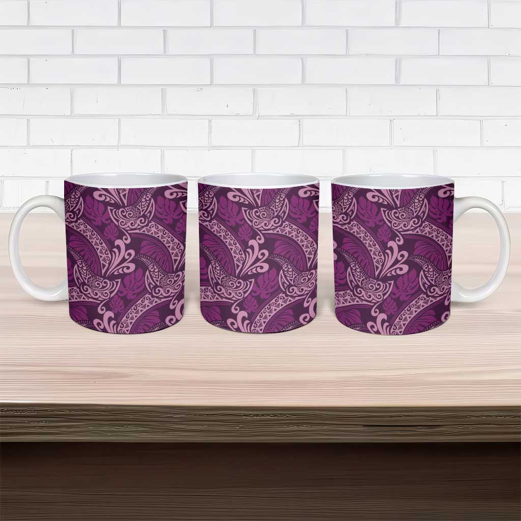 Royal Purple Monstera Ceramic Mug Polynesian Tribal Pattern LT01 - Polynesian Pride