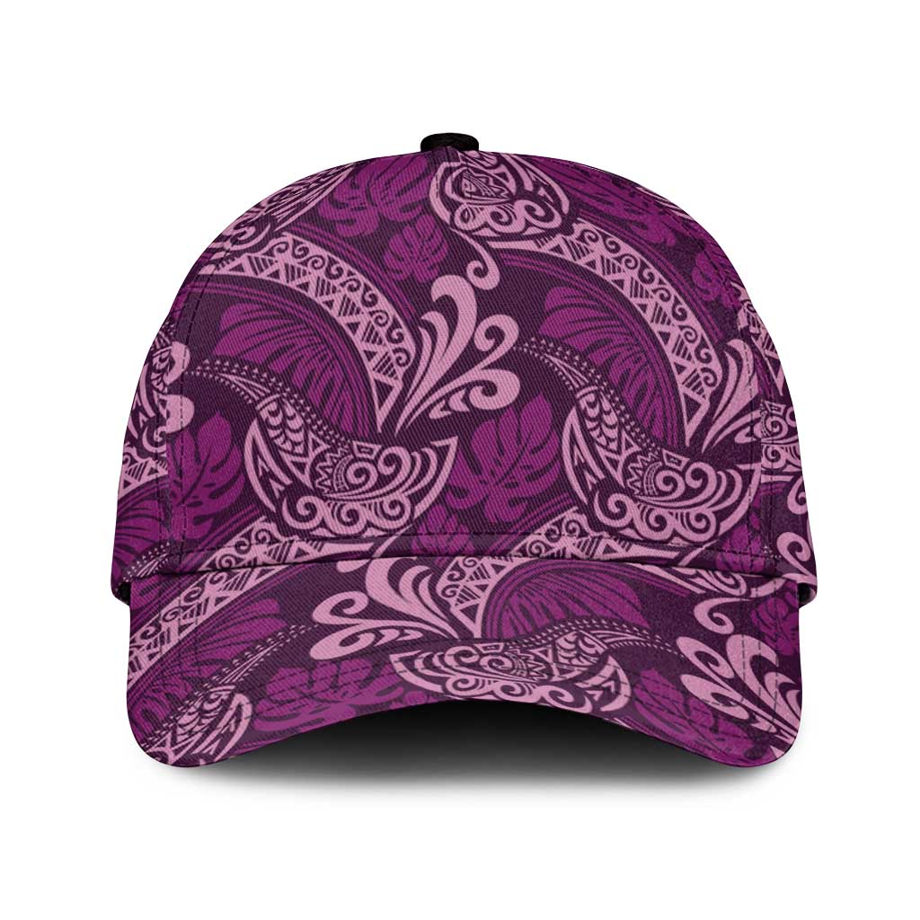 Royal Purple Monstera Classic Cap Polynesian Tribal Pattern - Polynesian Pride
