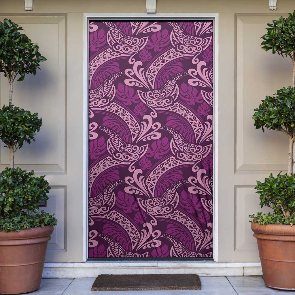 Royal Purple Monstera Door Cover Polynesian Tribal Pattern LT01 Purple - Polynesian Pride