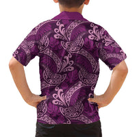 Royal Purple Monstera Family Matching Long Sleeve Bodycon Dress and Hawaiian Shirt Polynesian Tribal Pattern LT01 - Polynesian Pride