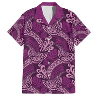 Royal Purple Monstera Family Matching Long Sleeve Bodycon Dress and Hawaiian Shirt Polynesian Tribal Pattern LT01 Dad's Shirt - Short Sleeve Purple - Polynesian Pride