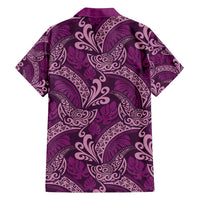 Royal Purple Monstera Family Matching Long Sleeve Bodycon Dress and Hawaiian Shirt Polynesian Tribal Pattern LT01 - Polynesian Pride