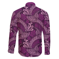Royal Purple Monstera Family Matching Long Sleeve Bodycon Dress and Hawaiian Shirt Polynesian Tribal Pattern LT01 - Polynesian Pride