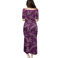 Royal Purple Monstera Family Matching Puletasi and Hawaiian Shirt Polynesian Tribal Pattern - Polynesian Pride