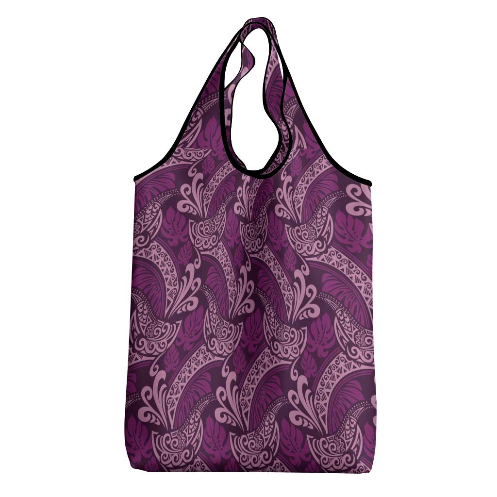 Royal Purple Monstera Grocery Bag Polynesian Tribal Pattern LT01 - Polynesian Pride