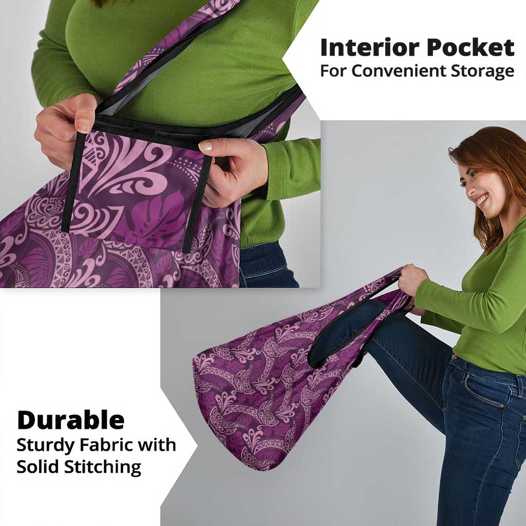 Royal Purple Monstera Grocery Bag Polynesian Tribal Pattern LT01 - Polynesian Pride