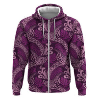 Royal Purple Monstera Hoodie Polynesian Tribal Pattern LT01 Zip Hoodie Purple - Polynesian Pride