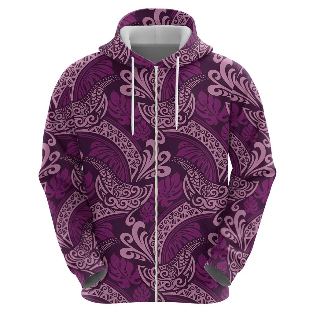 Royal Purple Monstera Hoodie Polynesian Tribal Pattern LT01 - Polynesian Pride
