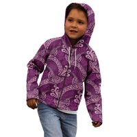 Royal Purple Monstera Kid Hoodie Polynesian Tribal Pattern LT01 - Polynesian Pride