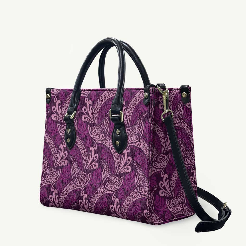 Royal Purple Monstera Leather Bag Polynesian Tribal Pattern LT01 Purple - Polynesian Pride